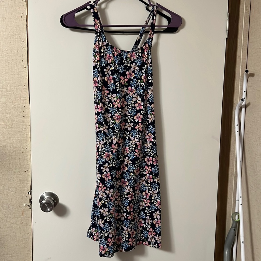 Navy blue floral mini dress